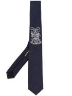 Alexander Mcqueen Insignia Embroidered Tie - Blue