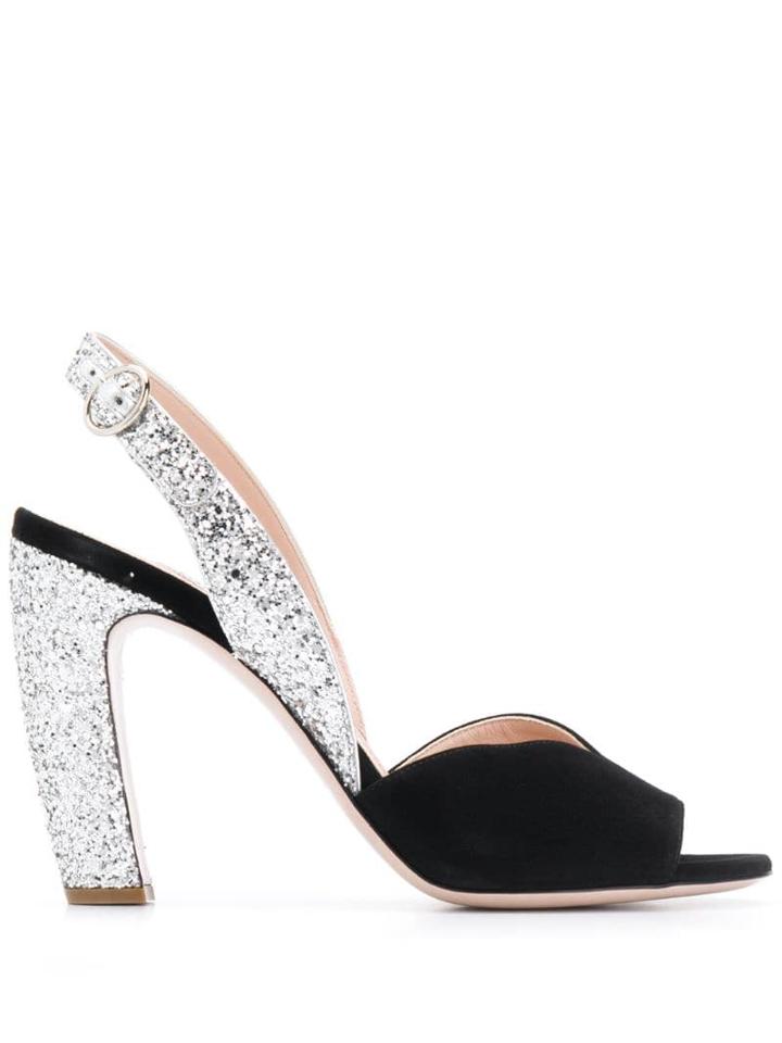 Miu Miu Glitters Detail Sandals - Black