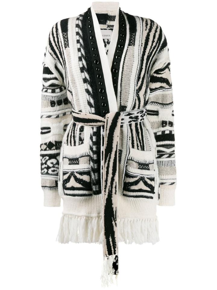 Laneus Open Front Knitted Cardigan - Neutrals