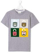 Fendi Kids Teen Padlock Print T-shirt - Grey