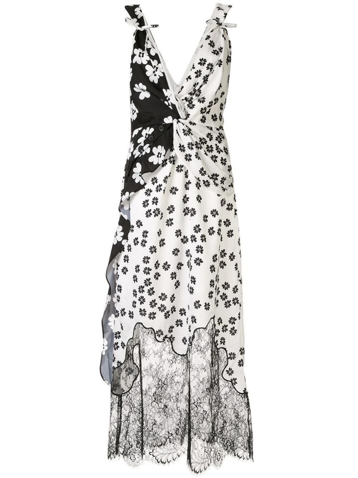 Self-portrait Lace Trimmed Midi Dress - Black