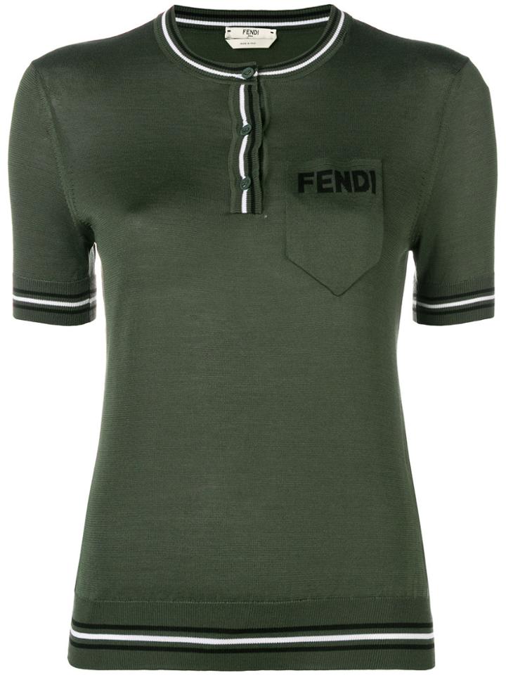 Fendi Short Sleeve Polo Shirt - Green