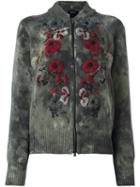 Avant Toi 'roses' Embroidered Cardigan, Women's, Size: Small, Green, Merino/cashmere/wool/viscose