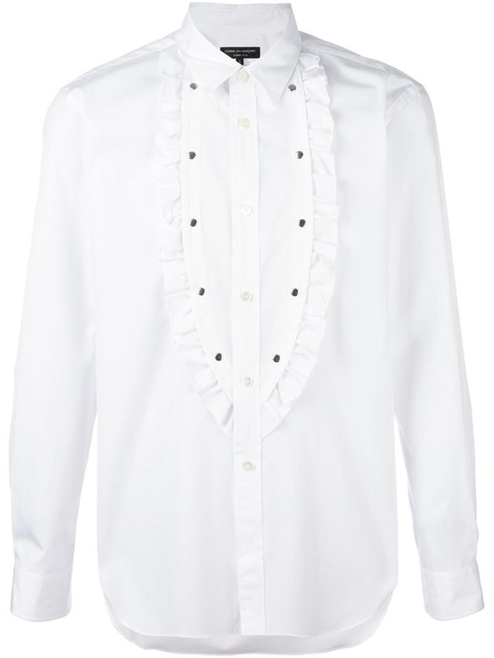 Comme Des Garçons Homme Plus Studded Bib Shirt, Men's, Size: Large, White, Cotton