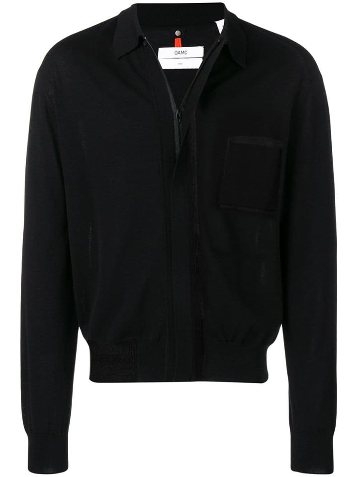 Oamc Zip Fine Knit Sweater - Black
