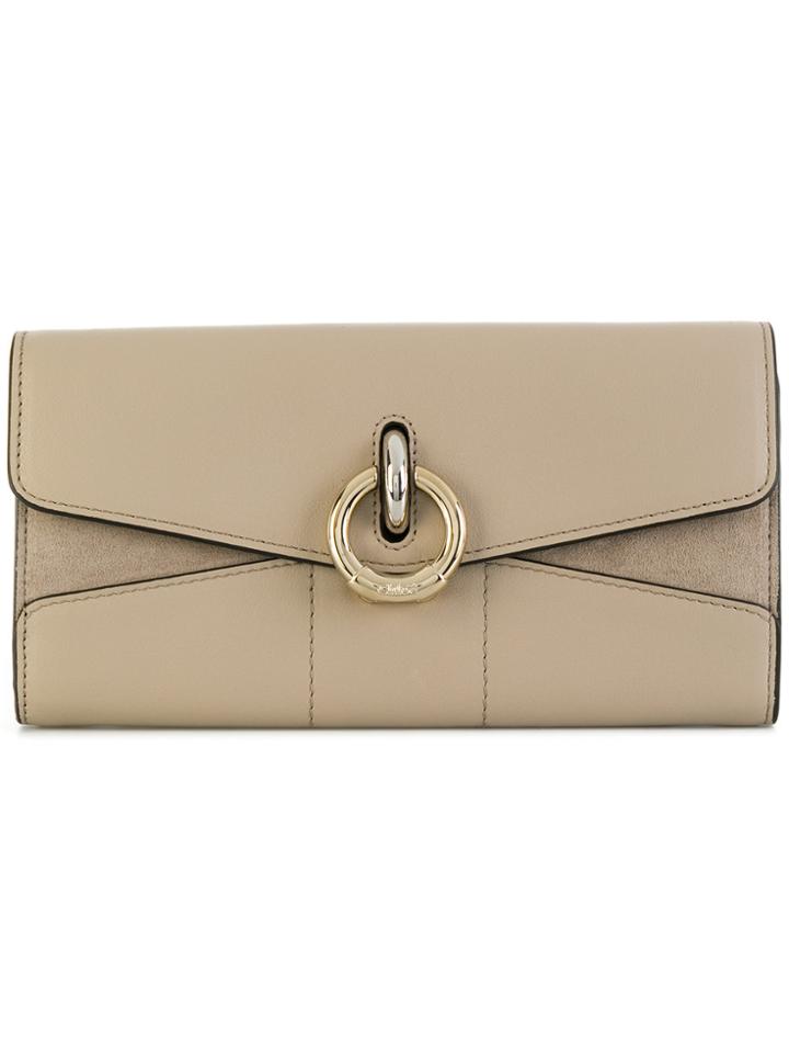 Chloé Circle C Long Wallet - Nude & Neutrals
