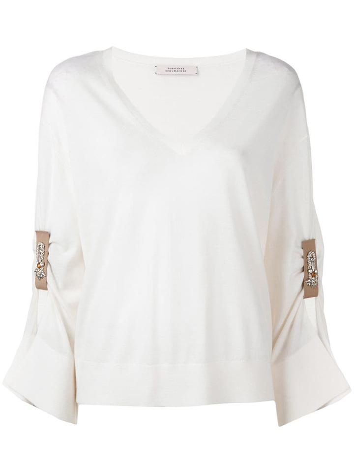 Dorothee Schumacher Embellished Patch Loose Fit Jumper - White