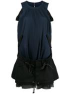 Sacai - Pleated Two Part Dress - Women - Cotton/polyester/cupro - Ii, Blue, Cotton/polyester/cupro