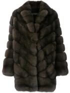 Simonetta Ravizza Panelled Fur Coat - Brown