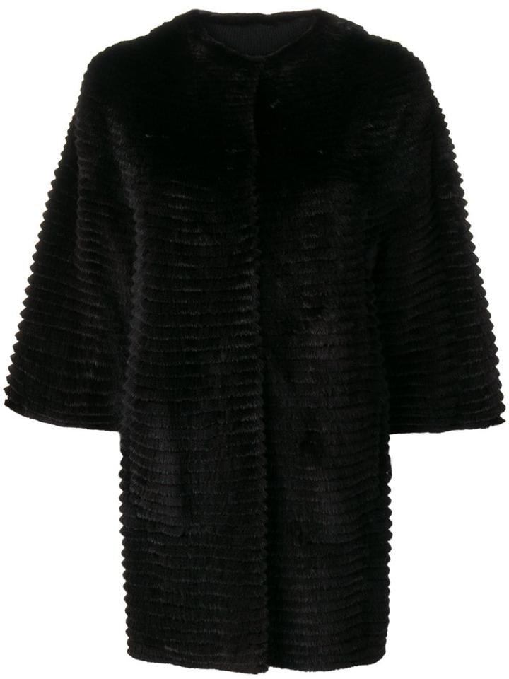 Liska Ribbed Coat - Black