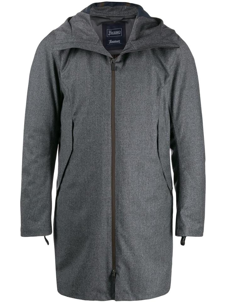 Herno Hooded Zip-up Padded Coat - Grey