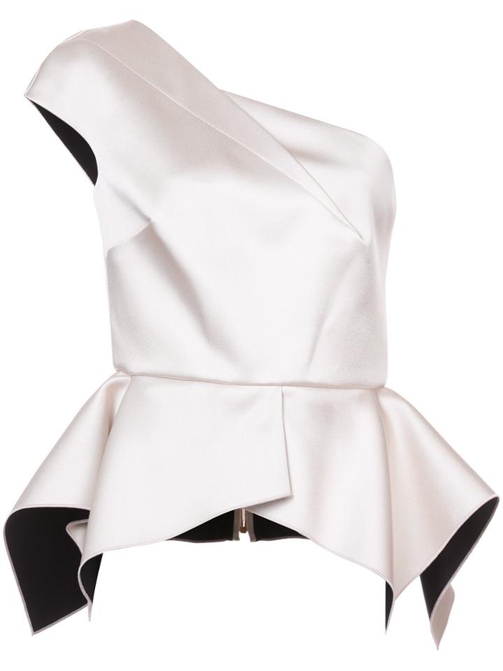 Roland Mouret One-shoulder Peplum Top - Pink & Purple