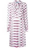 Prada Lip Print Dress, Women's, Size: 38, White, Polyester