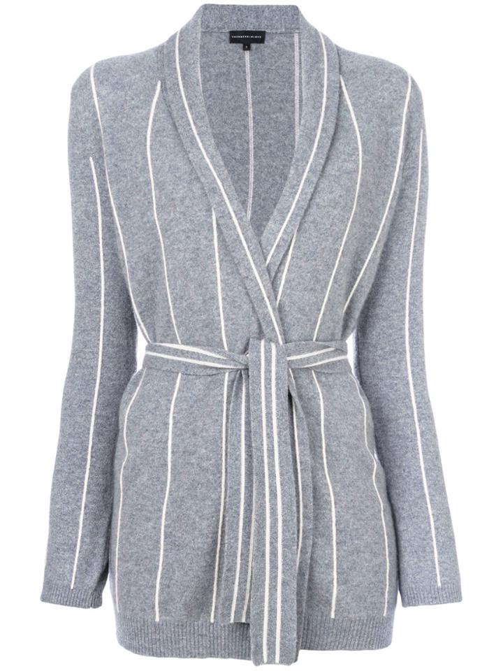 Cashmere In Love Cashmere Charlotte Striped Cardigan - Grey