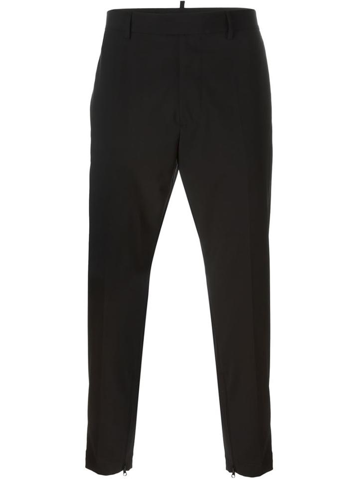 Cropped Tailored Trousers, Men's, Size: 52, Black, Virgin Wool/spandex/elastane/polyester/cotton, Dsquared2