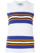 Msgm Contrast Stripe Knit Top, Women's, Size: Small, White, Cotton
