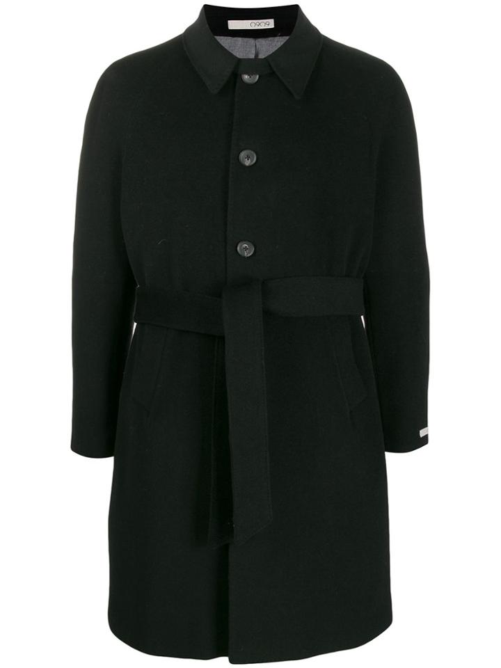 0909 Belted Single-breasted Coat - Black