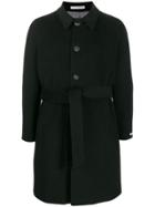0909 Belted Single-breasted Coat - Black