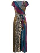 Andamane Snakeskin Print Wrap Dress - Pink