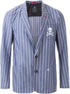 Loveless - Pinstriped Single Breasted Blazer - Men - Cotton/nylon - L, Blue, Cotton/nylon