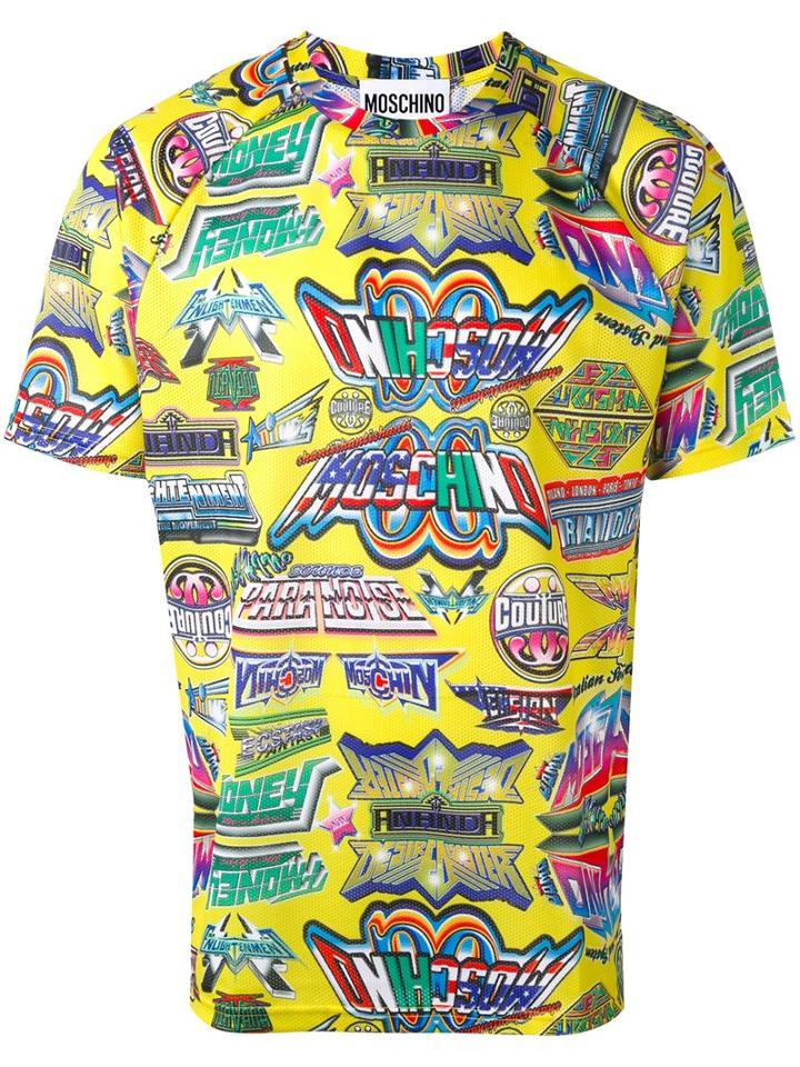 Moschino Printed T-shirt, Men's, Size: Xl, Yellow, Polyester