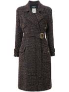 Chanel Vintage Tweed Trench Coat, Women's, Size: 40, Black