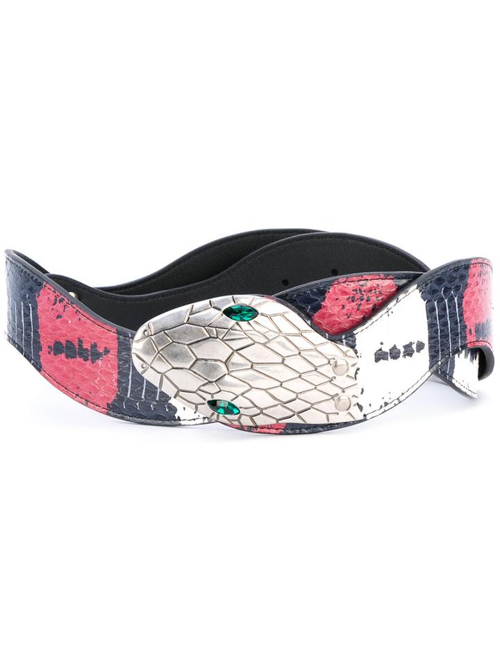 Gucci - Embellished Belt - Women - Snake Skin/crystal/brass - 90, Blue, Snake Skin/crystal/brass