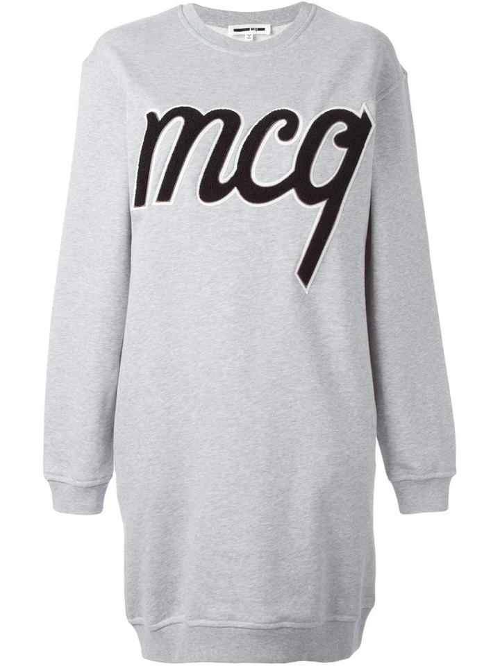 Mcq Alexander Mcqueen Logo Patch Sweatshirt Dress, Women's, Size: Small, Grey, Cotton
