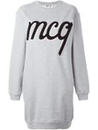 Mcq Alexander Mcqueen Logo Patch Sweatshirt Dress, Women's, Size: Small, Grey, Cotton