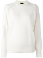 Joseph Ribbed Round Neck Jumper, Women's, Size: Large, White, Wool