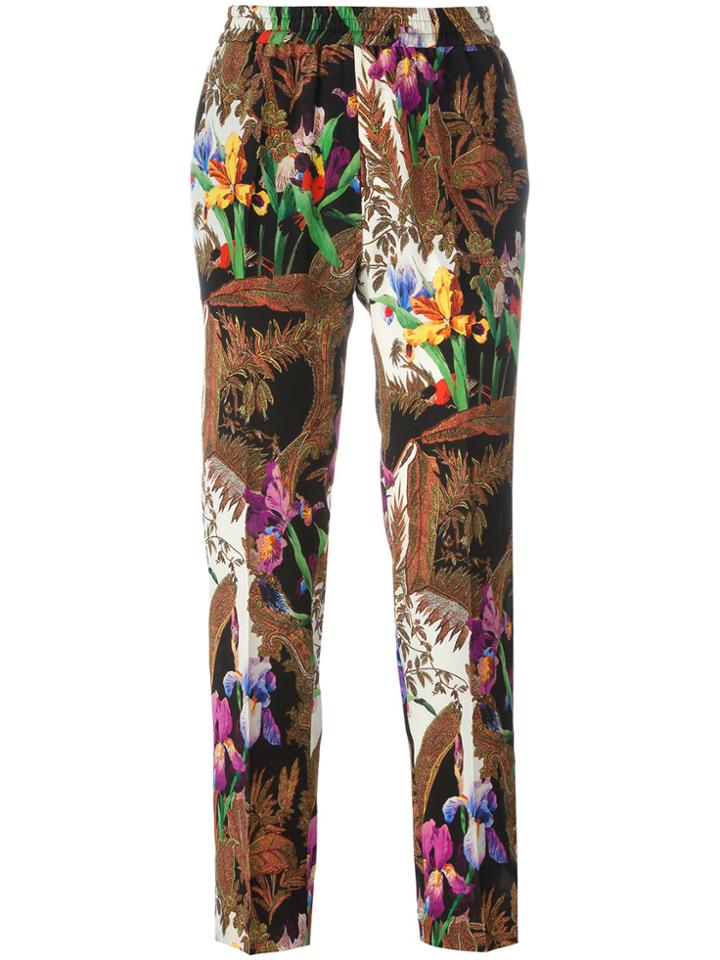 Etro Floral Print Cropped Trousers - Brown