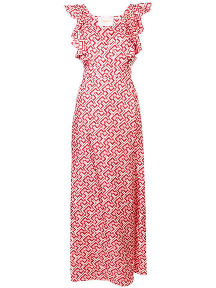 La Doublej V Neck Long Dress - Pink & Purple