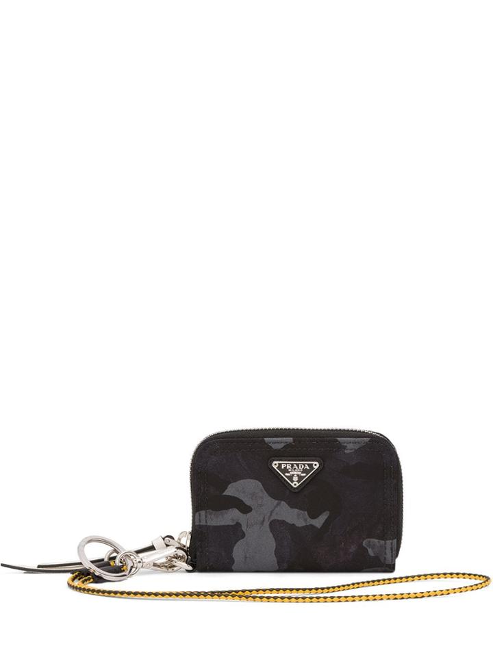 Prada Camouflage Print Zipped Cardholder - Blue