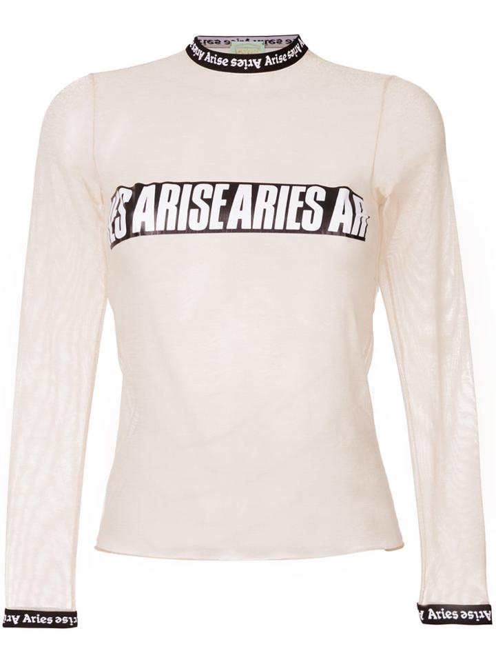 Aries Sheer Logo Top - Nude & Neutrals
