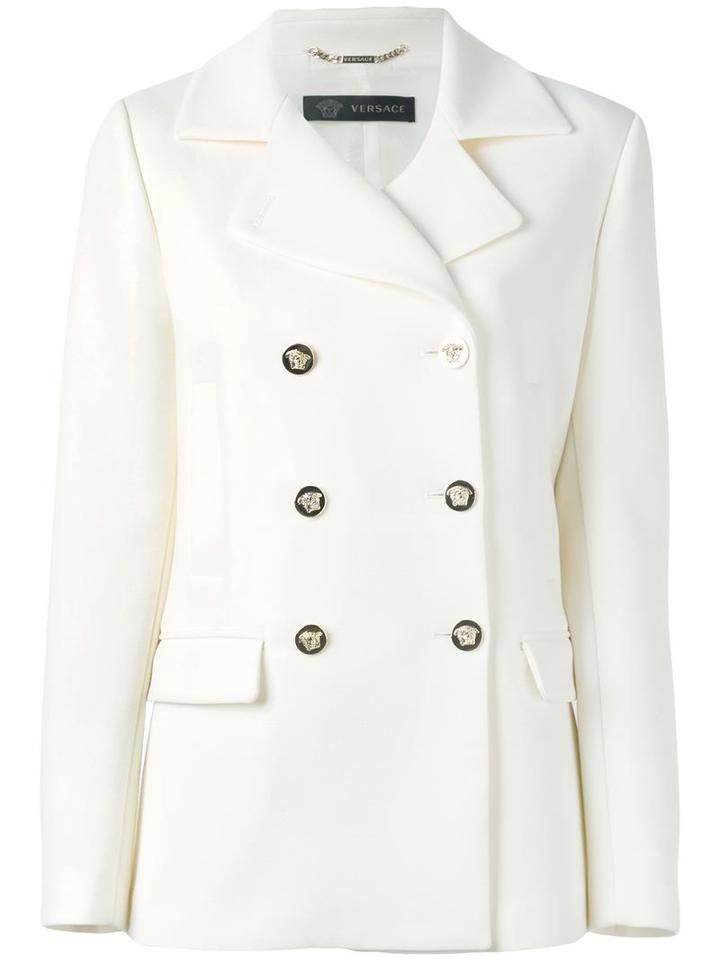 Versace Classic Peacoat, Size: 42, White, Wool/rayon/spandex/elastane