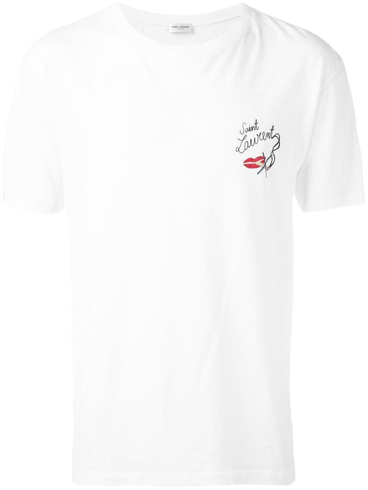 Saint Laurent - Printed Logo T-shirt - Men - Cotton - Xl, White, Cotton