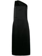Osman One Shoulder Draped Dress - Black