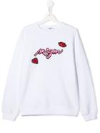 Msgm Kids Embroidered Logo Jersey Sweater - White