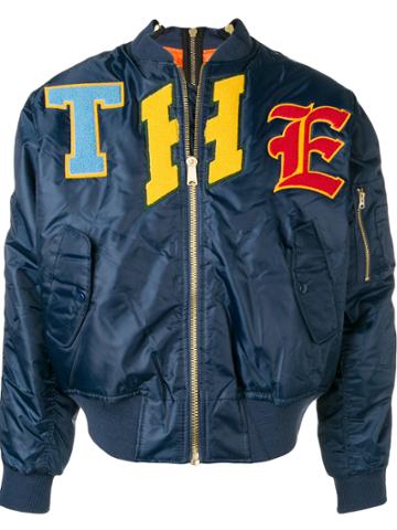 The Incorporated Letter Patch Bomber Jacket - Blue