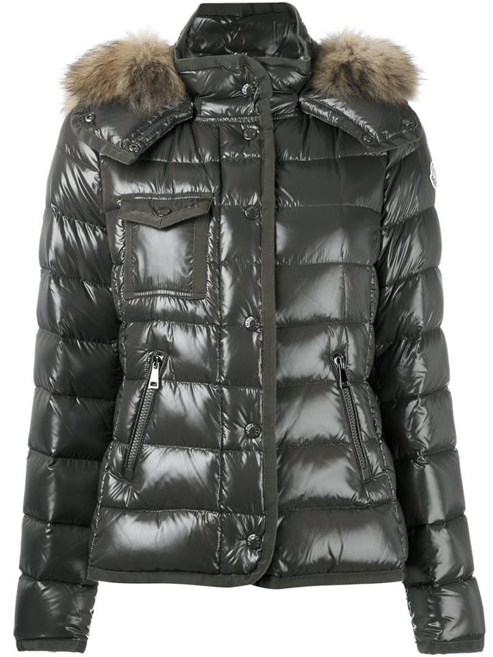Moncler 'armoise' Padded Jacket, Women's, Size: 1, Green, Feather Down/polyamide/racoon Fur