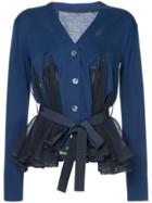 Sacai Cropped Sheer Panel Cardigan - Blue