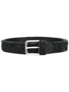 Italian Belts Distressed Finish Belt - Black