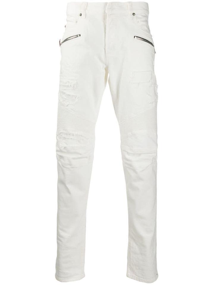 Balmain Biker Slim-fit Jeans - White
