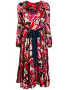 Saloni All-over Print Dress - Red