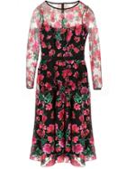 Tadashi Shoji Floral Embroidered Dress - Black