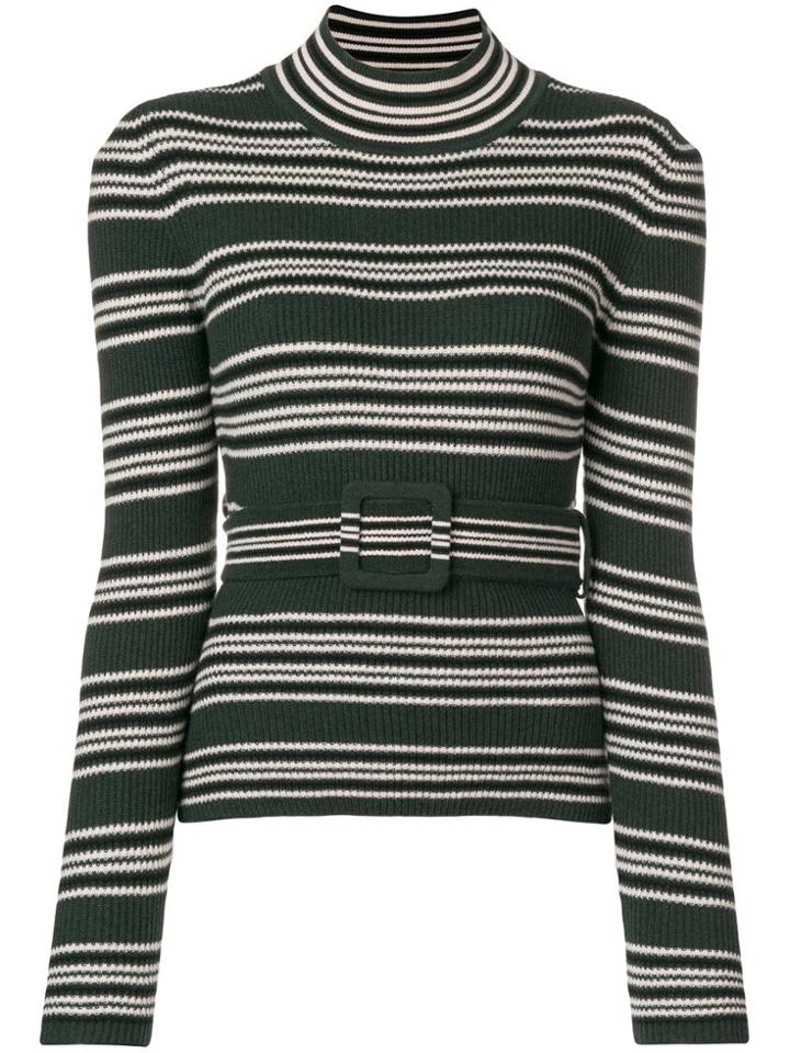 Fendi Belted Striped Jumper - Green