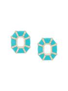 Nevernot Embellished Geometric Earrings - Blue
