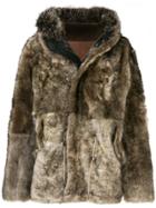 Yves Salomon Army Fox Fur And Lamb Fur Coat - Grey