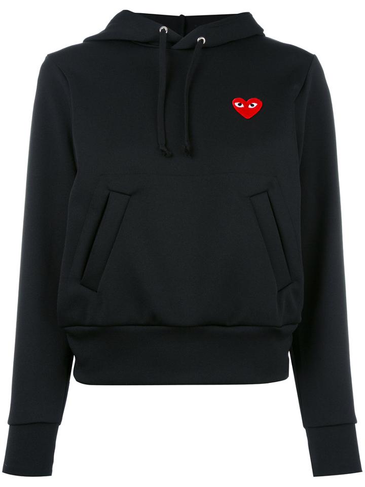 Comme Des Garçons Play Heart Patch Hoodie, Women's, Size: Small, Black, Polyester