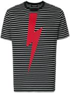 Neil Barrett Lightning Print Striped T-shirt - Black